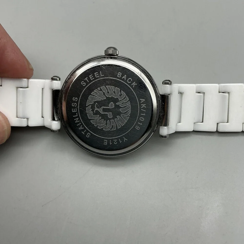 Anne Klein AK/1019 Womens Watch 33mm White Ceramic Bracelet New Battery 7.25